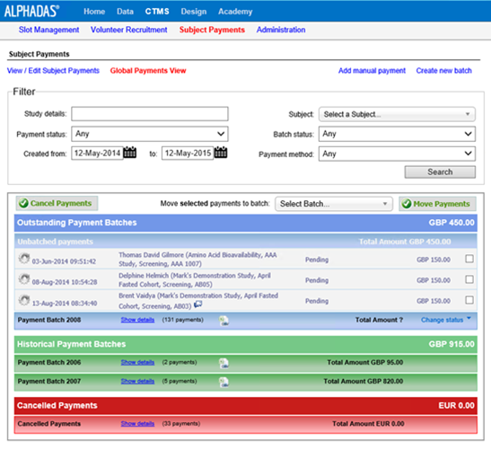 Subject Payments